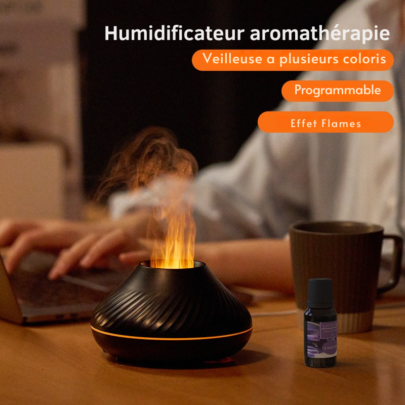 Diffuseur d’huiles essentielles Volcan – Flamme aromatique relaxante